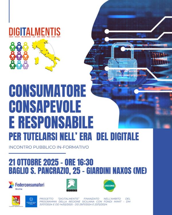 Locandina dell'incontro formativo Consumatore consapevole e responsabile di Digitalmentis